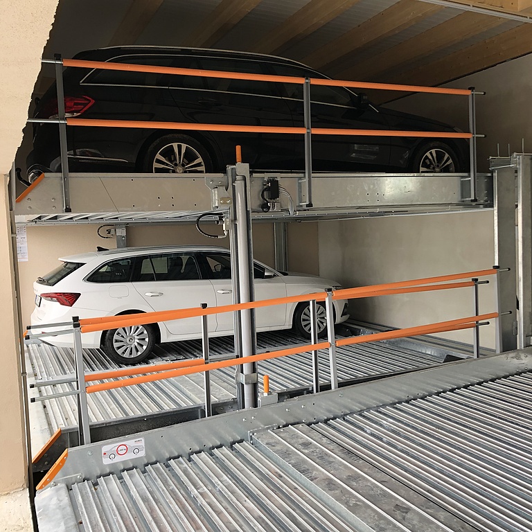 Seitenansicht eines Parksystems